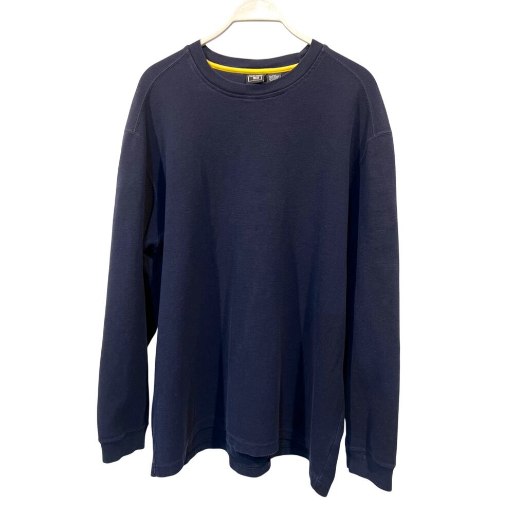 Junction West Thermal Shirt Cotton Navy Blue Solid Long Sleeve Men's XXLarge - Picture 1 of 12